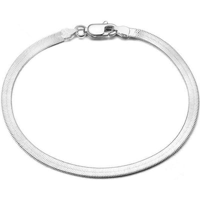 Ins Stijl 925 Sterling Zilveren Armband 4mm20cm Blad Slangenbot Armband Voor Mannen & Vrouwen Sieraden Cadeaus white