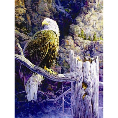 5D bricolage diamant broderie aigle dans l'arbre diamant peinture point de croix 20X30CM gray