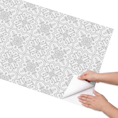 Coloray Meubel Wrap Folie - Grijs Meubelfolie - 65x130 cm - Meubelfolie Zelfklevend Oosterse ornamenten - Wrapfolie Keuken - Klassiek Meubelfolie - Decoratiefolie - Tafeldecoratie - Achtergronden en patronen