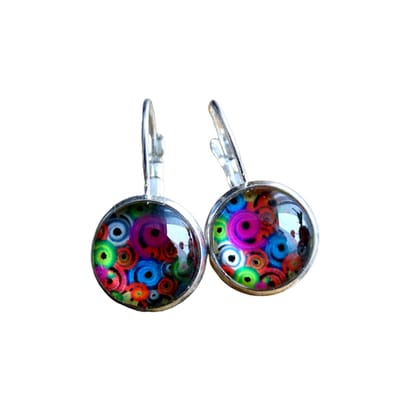 2 Love it Retro J - Oorbellen - Blauw - Groen - Oranje - Roze - Paars - Zilverkleurig