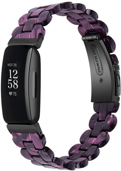 By Qubix - Compatible Fitbit bandje - Geschikt voor fitbit Inspire 3 - Resin schakelbandje - Paars