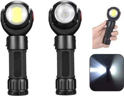 PD® - Zaklamp - Zaklamp met draaikop LED - Zaklamp LED - COB - Aluminium - 1 stuk - Zwart