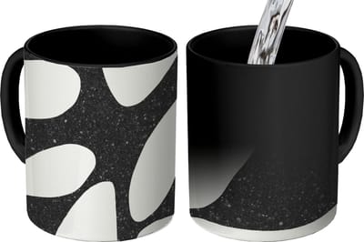 Magische Mok - Foto op Warmte Mokken - Koffiemok - Plant - Zwart - Minimalisme - Magic Mok - Beker - 350 ML - Theemok