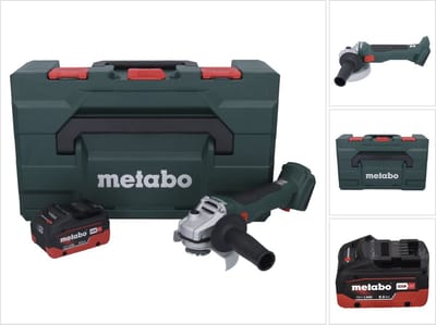 Metabo W 18 L BL 9-125 Snoerloze haakse slijper 18 V 125 mm borstelloos + 1x accu 8.0 Ah + metaBOX - zonder lader