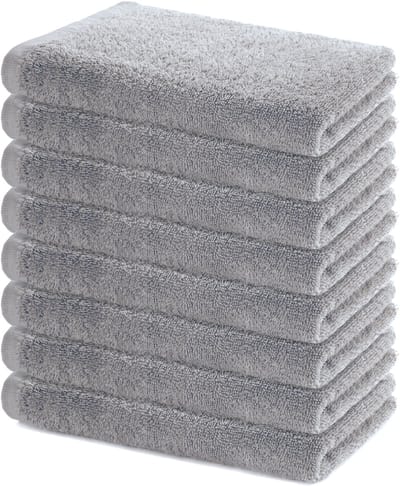 Lavea® Set van 8 Handdoeken 40x70 cm – Set Douchehanddoeken Zacht en Absorberend – 100% Katoen – Oeko-TEX 100 – Wasbaar op 60°C – voor Badkamer, Gastentoilet en Fitness – Zilver