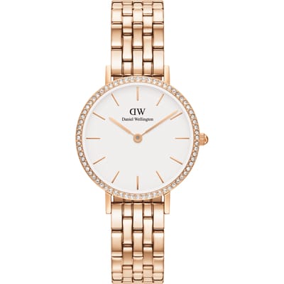 Daniel Wellington DW Watch Petite Lumine Bezel 5-Link Melrose 28mm Rose Gold