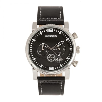 Breed Ryker chronograaf horloge met leren bandje met datum