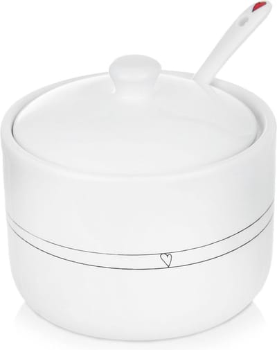 Suikerpot met Lepel Keramiek Wit HART 300 ml - Serveerset