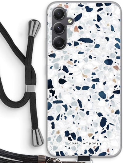Case Company® - Hoesje met koord geschikt voor Samsung Galaxy A34 hoesje met Koord - Terrazzo N°1 - Telefoonhoesje met Zwart Koord - Bescherming aan alle Kanten en Over de Schermrand