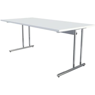 Bureautafel Toledo, in hoogte verstelbaar, rechthoek, C-poot-onderstel, breedte 1800 mm, wit