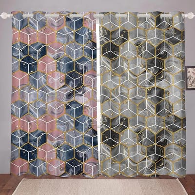 2 stuks Zwart Goud Vloeibaar Marmer Print Polyester Gordijn Raamdecoratie Voor Slaapkamer Kantoor Keuken Woonkamer Studiekamer Huisdecoratie W50xH130(CM)x2pcs&Grommet Top
