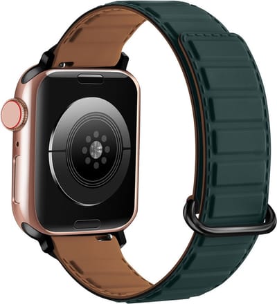 Siliconen bandje - geschikt voor Apple Watch 1/2/3/4/5/6/7/8/9/10/11/ SE (1,2,3) met maat 38 mm / 40 mm / 41 mm en 42 mm (Watch 10/11) - groen/bruin