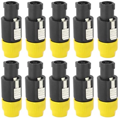 Allecto - Speakon Kabel Connector - Waterdicht 4-Pin - 10 Stuks - Geel - Geluidsapparatuur - Betrouwbare Verbinding - Geschikt voor Professioneel G...
