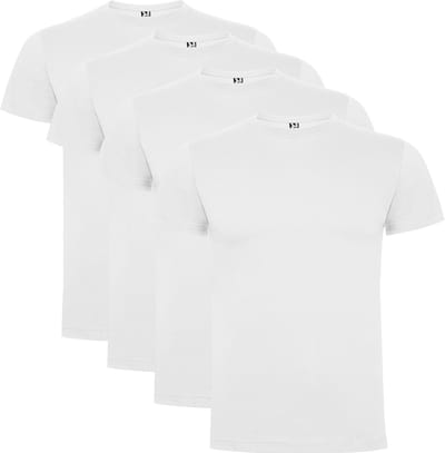 4 Pack Wit t-shirts Roly Dogo Premium Kids 4 jaar 98 - 104