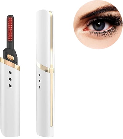 longziming -Verwarmde Wimperkruller met 3 Temperatuurstanden – Snelle Krulling, USB Oplaadbaar en Draagbaar – Wit
