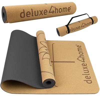 Yogamat van kurk en TPE - Antislip Fitnessmat voor Yoga en Pilates met Draagriem