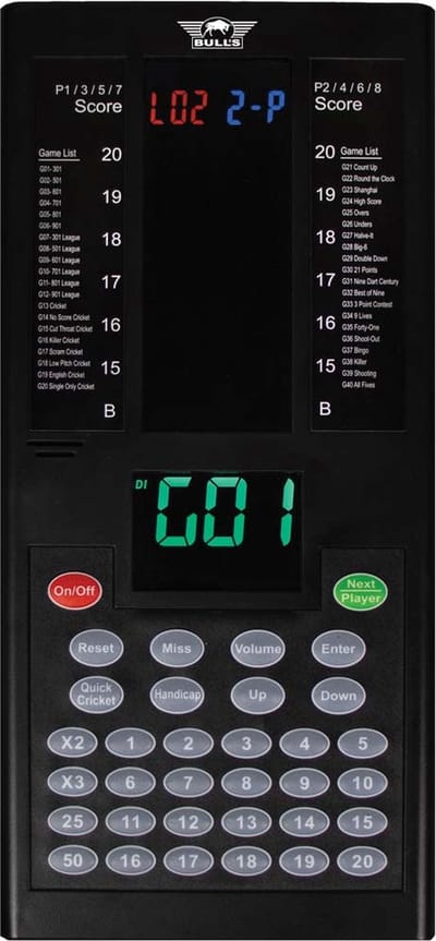 Bull's Parrot Elektronische Dart Score Teller - Dart Scorebord - 40 Spellen - Geschikt voor 8 Spelers