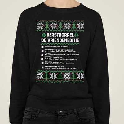 Kerst Trui Zwart Kerstborrel - De Vriendeneditie XS