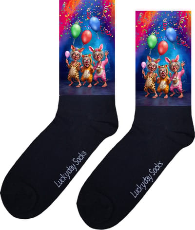 Carnaval sokken - Opkikker - Grappige sokken - Valentijns cadeau - Verjaardagscadeau - Leuke sokken - Vastelaovend - Vrolijke sokken - Cadeautje - Grappig cadeau - Oma - Vaderdag - Moederdag - Receptie cadeau - Sokken maken Happy - 37-44