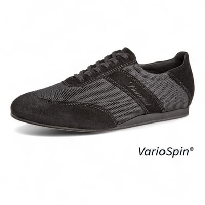Sportieve heren danssneaker - Diamant 192 - 425 - 577 - V - VarioSpin buiten zool - Brede pasvorm - Suede - Ademend mesh - Doorlopende zool - Dansen binnen en buiten - Vetersluiting - Latin, Ballroom, Tango, Salsa, Bachata - Diamant - Zwart - 45.5