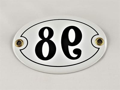 Huisnummer - Emaille bord - Huis identificatie - Handgemaakt emaille - 10.5 x 7 cm - Wit-zwart