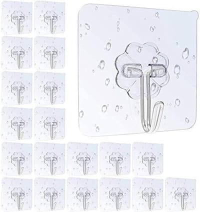 Dailygoods- Muurhaken 20 Stks - Zelfklevende Haken - Naadloze Wandhaken - Multifunctionele Haken - Sterk Draagvermogen - 8x8cm