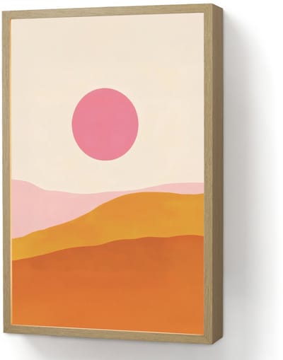 Wandlamp 40x60 cm - Oplaadbaar - Zon - Heuvels - Abstract - Roze - Wandlampen binnen woonkamer - Slaapkamer lamp - Decoratieve nachtlamp - Vloerlamp draadloos
