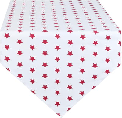 Clayre & Eef Tafelloper CAS65R 50*160 cm - Rood Katoen Tafelkleed Loper Tafeltextiel
