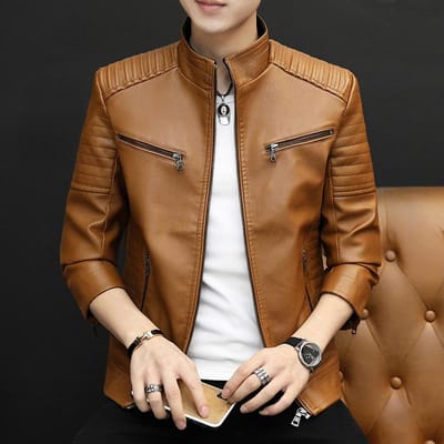 Veste en cuir pour homme, nouvelle veste de baseball, printemps et automne, veste en cuir pour homme, fine, tendance, élégante, décontractée XXXXL brown