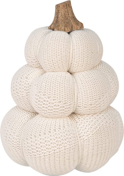 Clayre & Eef Decoratie Pompoen Ø 13x18 cm Wit Stof