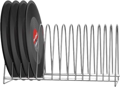 Platenstandaard - Vinyl Houder - Collectie Tonen - Eenvoudige Toegang - 10-15 Stuks - Zilverkleurig