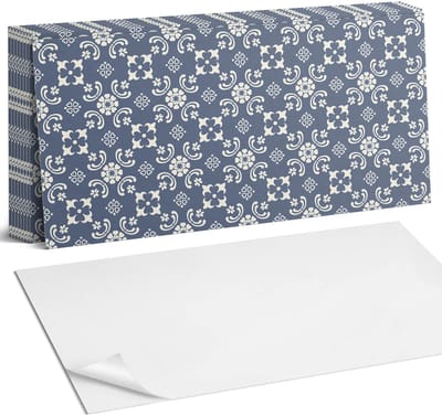 Coloray Plaktegels - Bloemenpatroon op de achtergrond Zelfklevende Wandtegels - 40 cm x 20 cm - Marine Plaktegels - 10 stuks - Rechthoek PVC Tegels - Plaktegels Badkamer - Vloertegels Zelfklevend - Vinyltegels Vloer Zelfklevend - Portugese Tegels