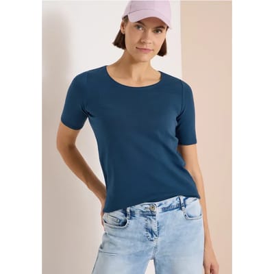 Basic Shirt met ronde hals in effen kleur
