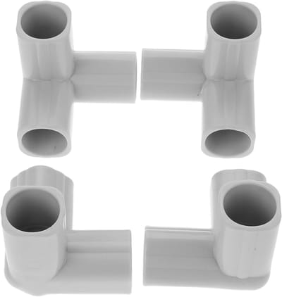 PVC T-stuk - Elleboog connector - Hekwerk maken - Eenvoudige montage - 5x5x5 cm - Lichtgrijs