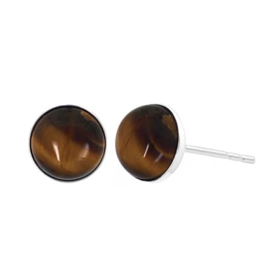 ARLIZI 2306 Oorbellen tijgeroog cabochon oorstekers - sterling zilver - 8 mm