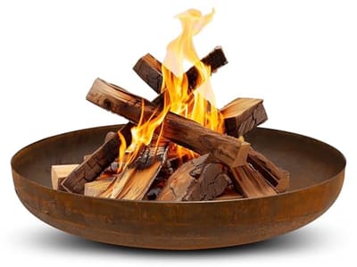 Fire Bowl Ø100 cm - Corten Steel Outdoor Fire Pit for Grilling and Atmospheric Evenings