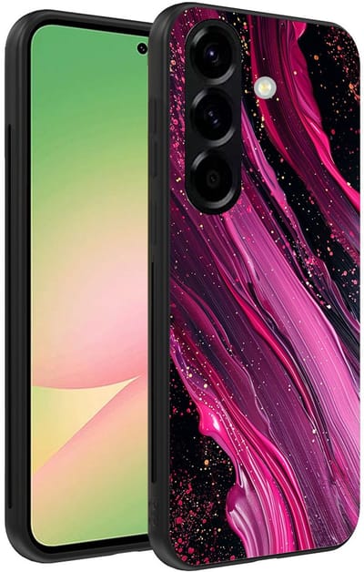 Smartphonica Telefoonhoesje Geschikt voor Samsung Galaxy A56 met marmer opdruk - TPU backcover case marble design - Paars Roze geschikt voor Samsung Galaxy A56