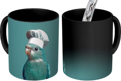 Magische Mok - Foto op Warmte Mokken - Koffiemok - Parkiet - Vogel - Koksmuts - Cute - Magic Mok - Beker - 350 ML - Theemok