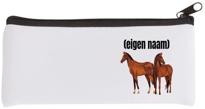 Akyol - paarden Etui - Paarden - paardenliefhebebrs - met eigen naam - paarden spullen - gepersonaliseerd - 20 bij 9 cm