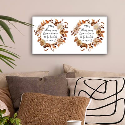Canvas Schilderij Spreuken - It takes nothing away from a human to be kind to an animal - Quotes - Dieren - 40x20 cm - Wanddecoratie