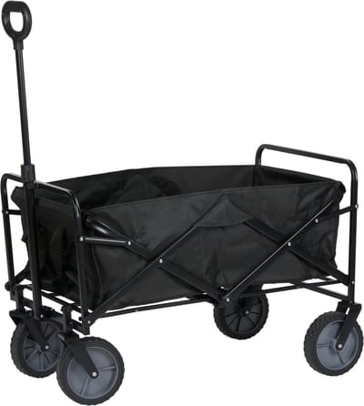Camp Active Inklapbare Handkar Zwart - Bolderkar Opvouwbaar - Bolderkar voor Camping en Strand - All-Terrain Wielen - 84 x 50 x 130 cm - Max 70 KG