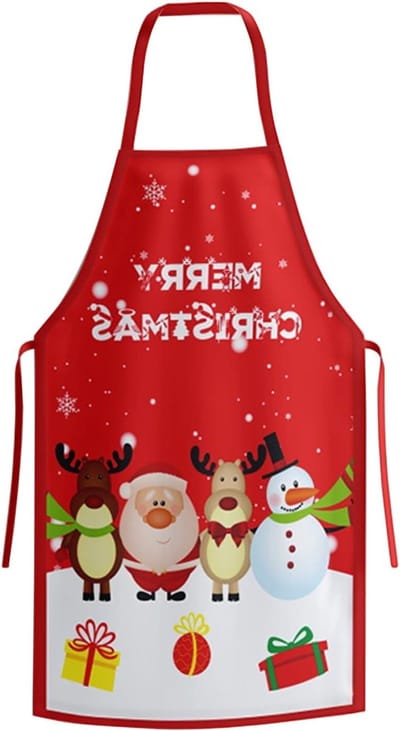 Kerst Schort voor de Keuken en Grill, Unisex Rood Schort met Santa Design voor Feestdagen