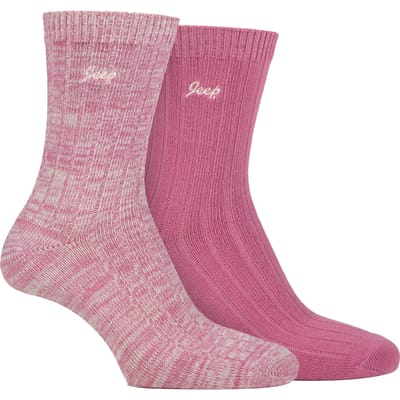 Dames Wandelsokken | Jeep | 2-Pack Hoogwaardige Polyester Hardloopsokken - Cerise / Crème