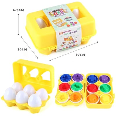 Jeu d'œufs intelligents assortis pour enfants Puzzle 3D Jouets éducatifs Montessori Jeu de tri de couleurs et de formes Œufs de Pâques Cadeaux de voyage yellow
