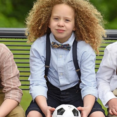 Sir Redman - Bretels met strik - kids bretels combi pack Retro Ranonkel blauw - blauw / beige / turquoise / rood