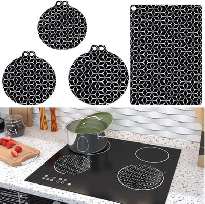 Set van 7 inductiebeschermmatten, hittebestendige silicone kookplaatcovers, antislip bescherming voor inductiekookplaten en pannen