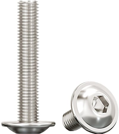 RVS M8 Hex Schroeven met Lenskop en Flens - M8 x 40 mm, Volledige Draad, A2 V2A Kwaliteit, 10 Stuks