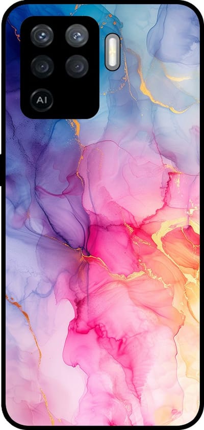 Smartphonica Telefoonhoesje Geschikt voor Oppo A94 4G / Reno5 Lite met marmer opdruk - TPU backcover case marble design - Regenboog geschikt voor Oppo A94 4G;Oppo Reno5 Lite