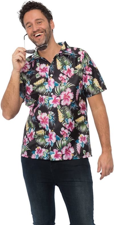 Partychimp Luxe Hawaii Blouse Mannen Carnavalskleding Heren Foute Party Verkleedkleren Volwassenen Toppers 2026 Summer is Magic- Polyester - Zwart - Maat M