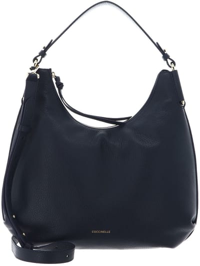 COCCINELLE Leren schoudertas Rebekka Handbag Grained Leather Midnight Blue Lichtbruin